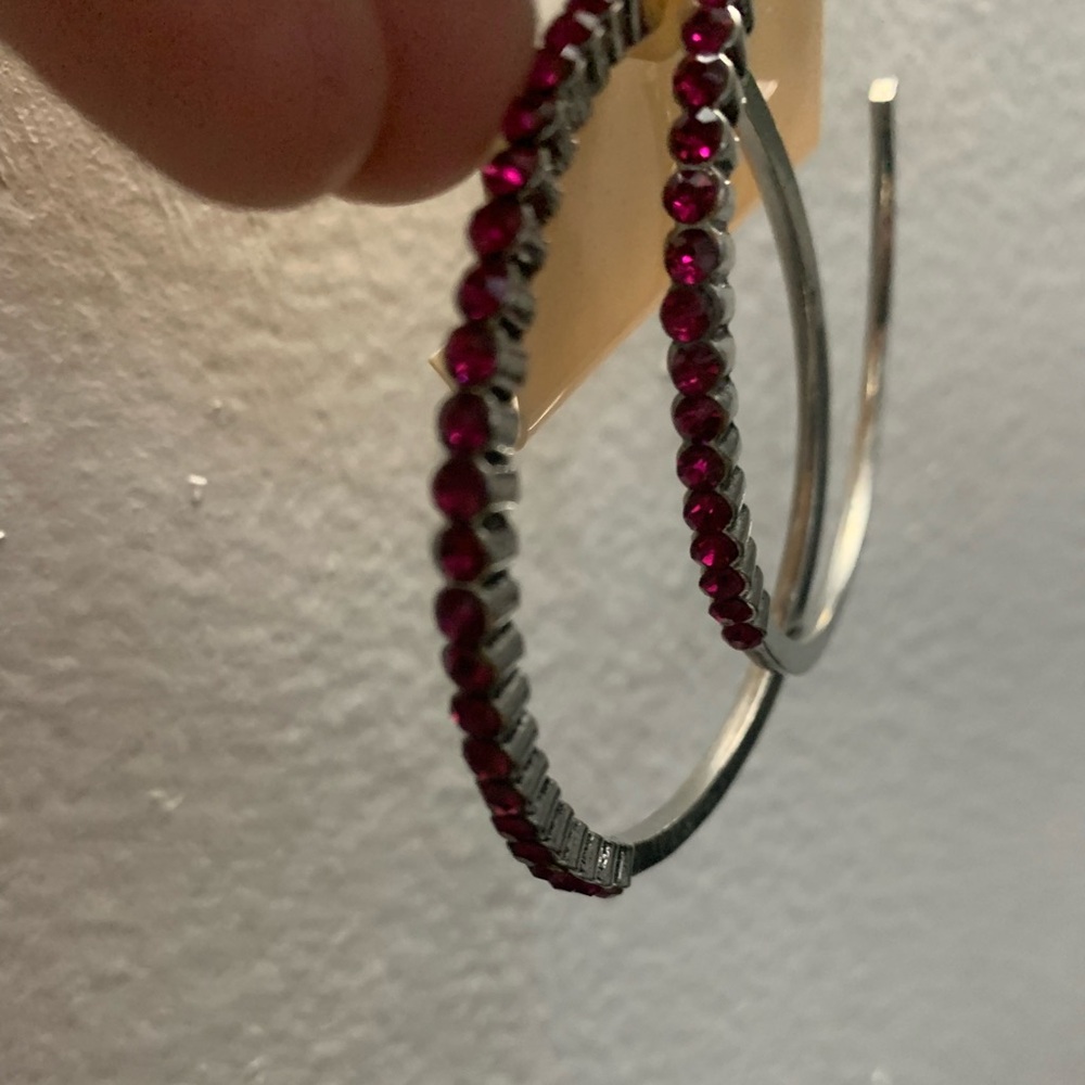 Pink Rhinestone Hooped Earrings